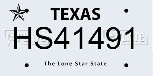 HS41491 Texas License Plate