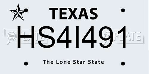 HS4I491 Texas License Plate