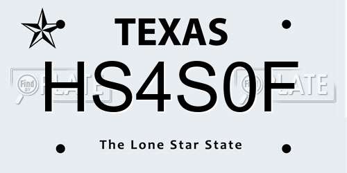 HS4S0F Texas License Plate