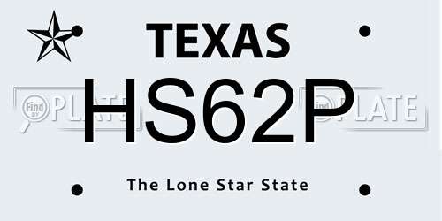 HS62P Texas License Plate