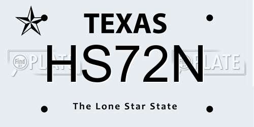 HS72N Texas License Plate
