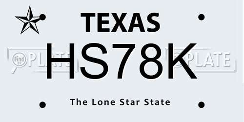 HS78K Texas License Plate
