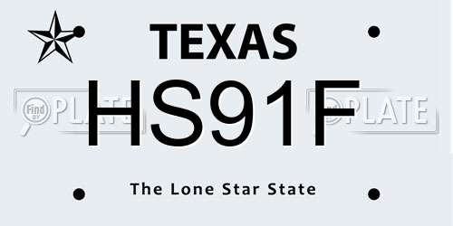 HS91F Texas License Plate
