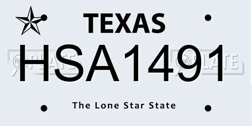 HSA1491 Texas License Plate