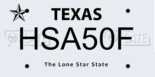 HSA50F Texas License Plate