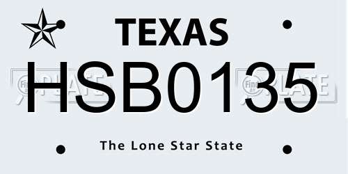 HSB0135 Texas License Plate