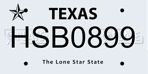 HSB0899 Texas License Plate