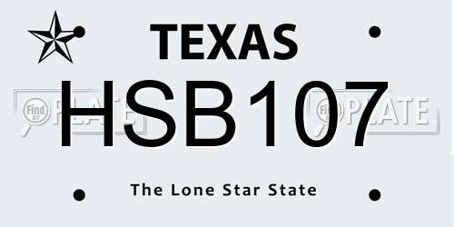 HSB107 Texas License Plate