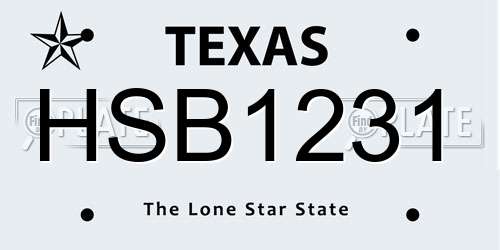 HSB1231 Texas License Plate