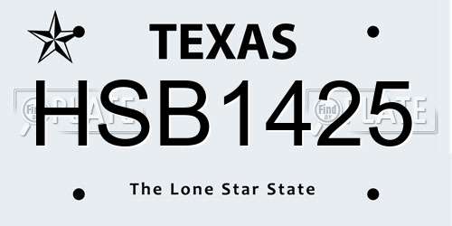 HSB1425 Texas License Plate