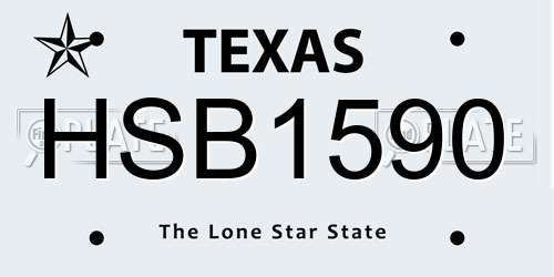 HSB1590 Texas License Plate