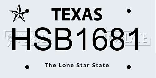 HSB1681 Texas License Plate