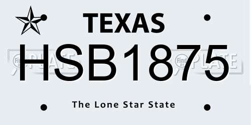 HSB1875 Texas License Plate