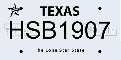 HSB1907 Texas License Plate