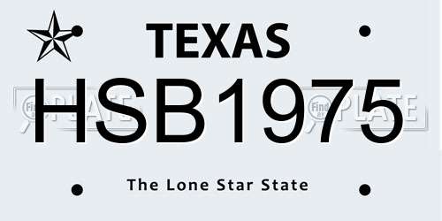HSB1975 Texas License Plate