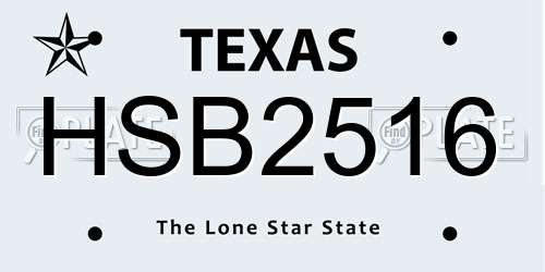 HSB2516 Texas License Plate