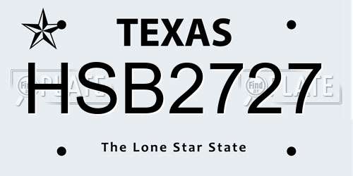 HSB2727 Texas License Plate