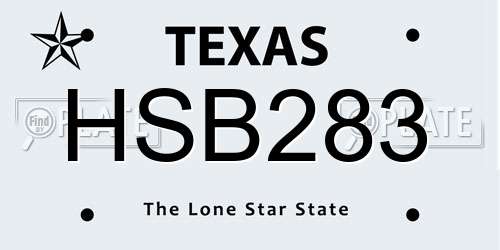 HSB283 Texas License Plate