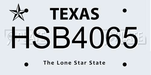 HSB4065 Texas License Plate