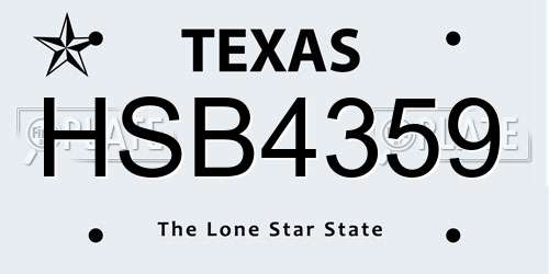 HSB4359 Texas License Plate