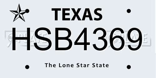 HSB4369 Texas License Plate