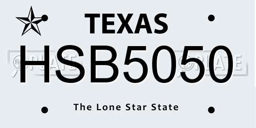 HSB5050 Texas License Plate