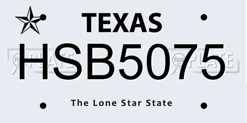 HSB5075 Texas License Plate