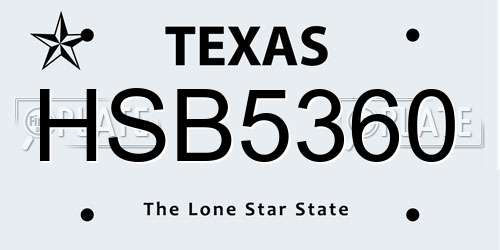 HSB5360 Texas License Plate