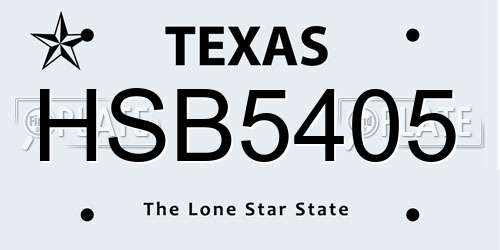 HSB5405 Texas License Plate