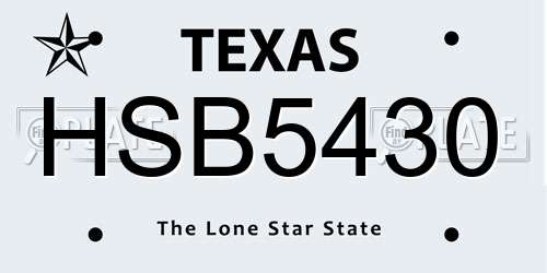 HSB5430 Texas License Plate