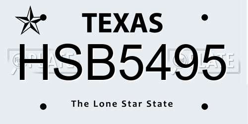 HSB5495 Texas License Plate