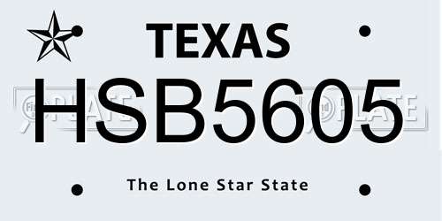 HSB5605 Texas License Plate