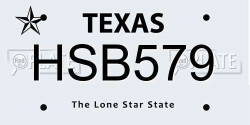 HSB579 Texas License Plate