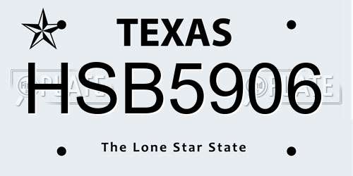 HSB5906 Texas License Plate