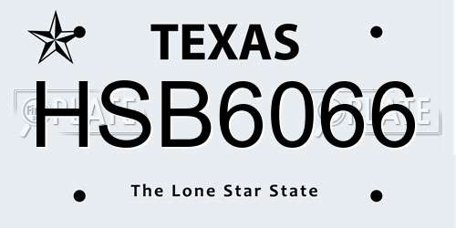 HSB6066 Texas License Plate