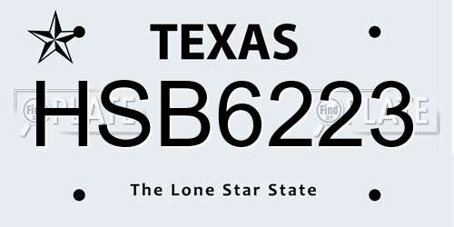 HSB6223 Texas License Plate