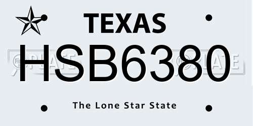 HSB6380 Texas License Plate