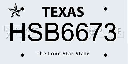 HSB6673 Texas License Plate