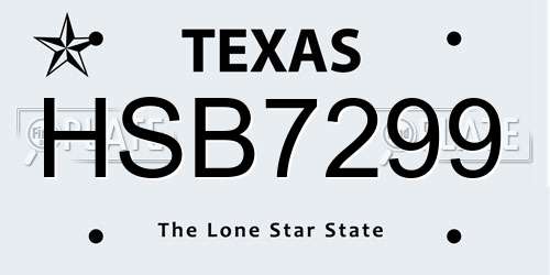 HSB7299 Texas License Plate
