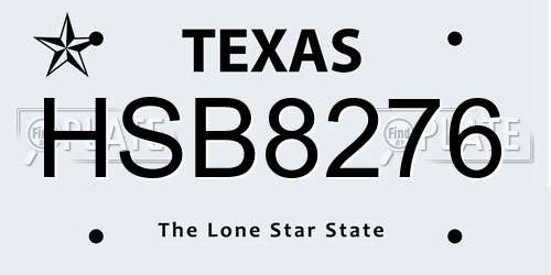 HSB8276 Texas License Plate