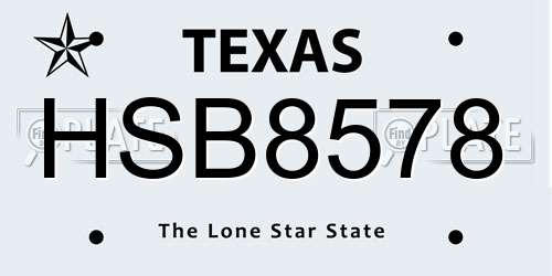 HSB8578 Texas License Plate