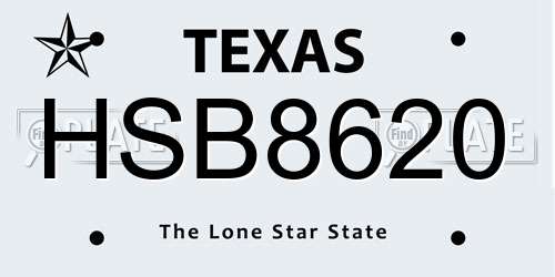 HSB8620 Texas License Plate