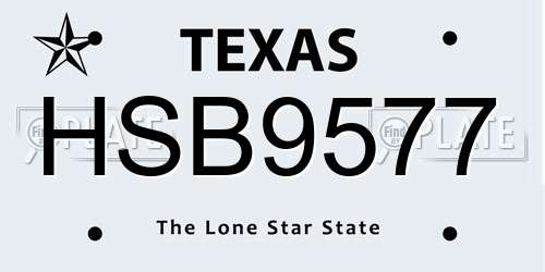 HSB9577 Texas License Plate