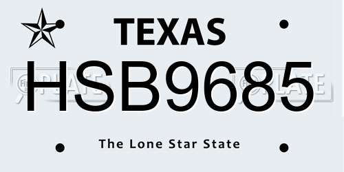 HSB9685 Texas License Plate