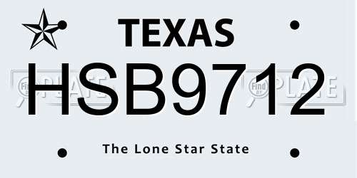 HSB9712 Texas License Plate