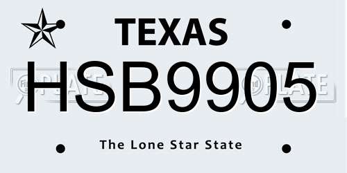 HSB9905 Texas License Plate