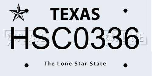 HSC0336 Texas License Plate