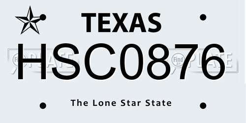 HSC0876 Texas License Plate