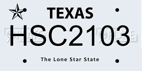 HSC2103 Texas License Plate
