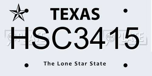 HSC3415 Texas License Plate
